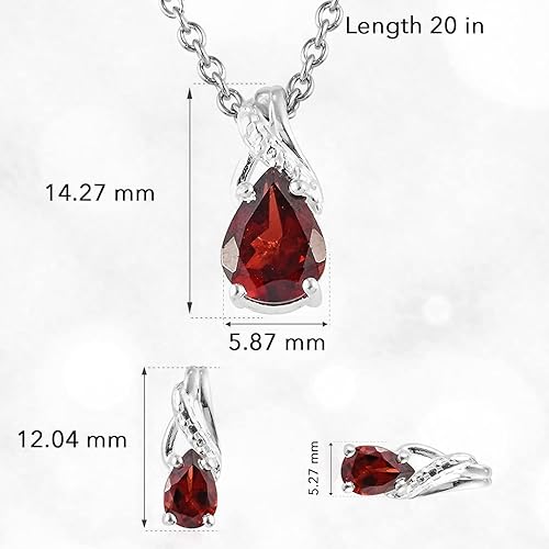 Miniatura 7 de Costume Jewelry Sets for Women Elegant - Teardrop Pendant Necklace Set 20"& Dangle Drop Earrings Set 925 Sterling Silver Stainless Steel Birthstone