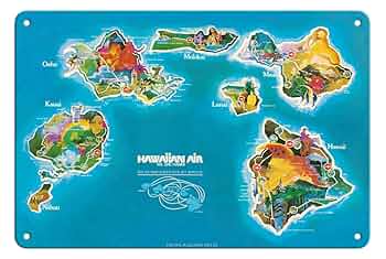 Hawaiian Air アートマップ ビンテージポスター Hawaiian Air アートマップ ビンテージポスター Hawaiian Air