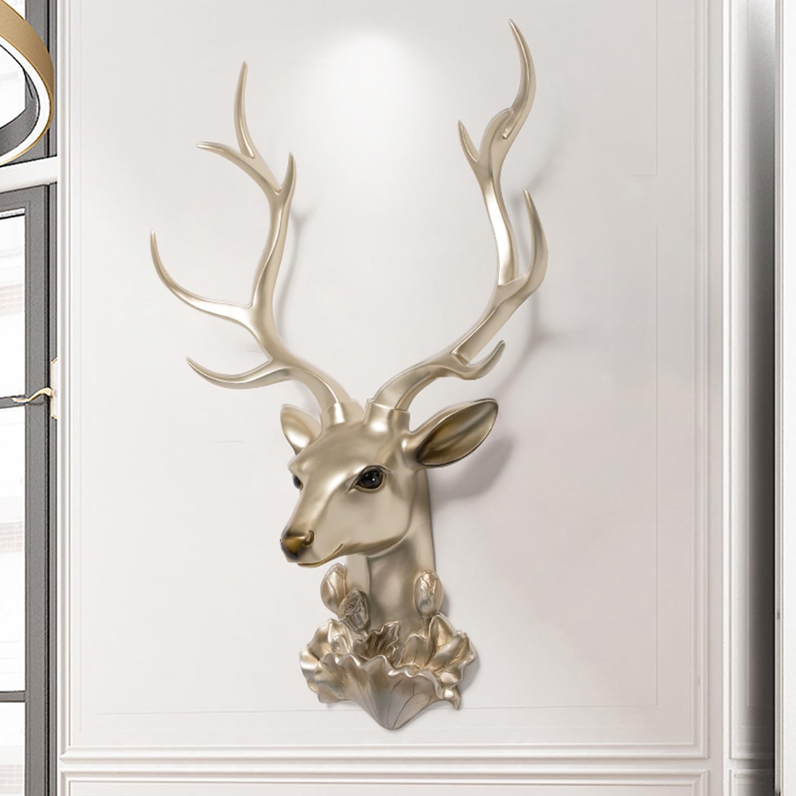 Testa di cervo da parete, in resina sintetica, decorazione per la casa occidentale