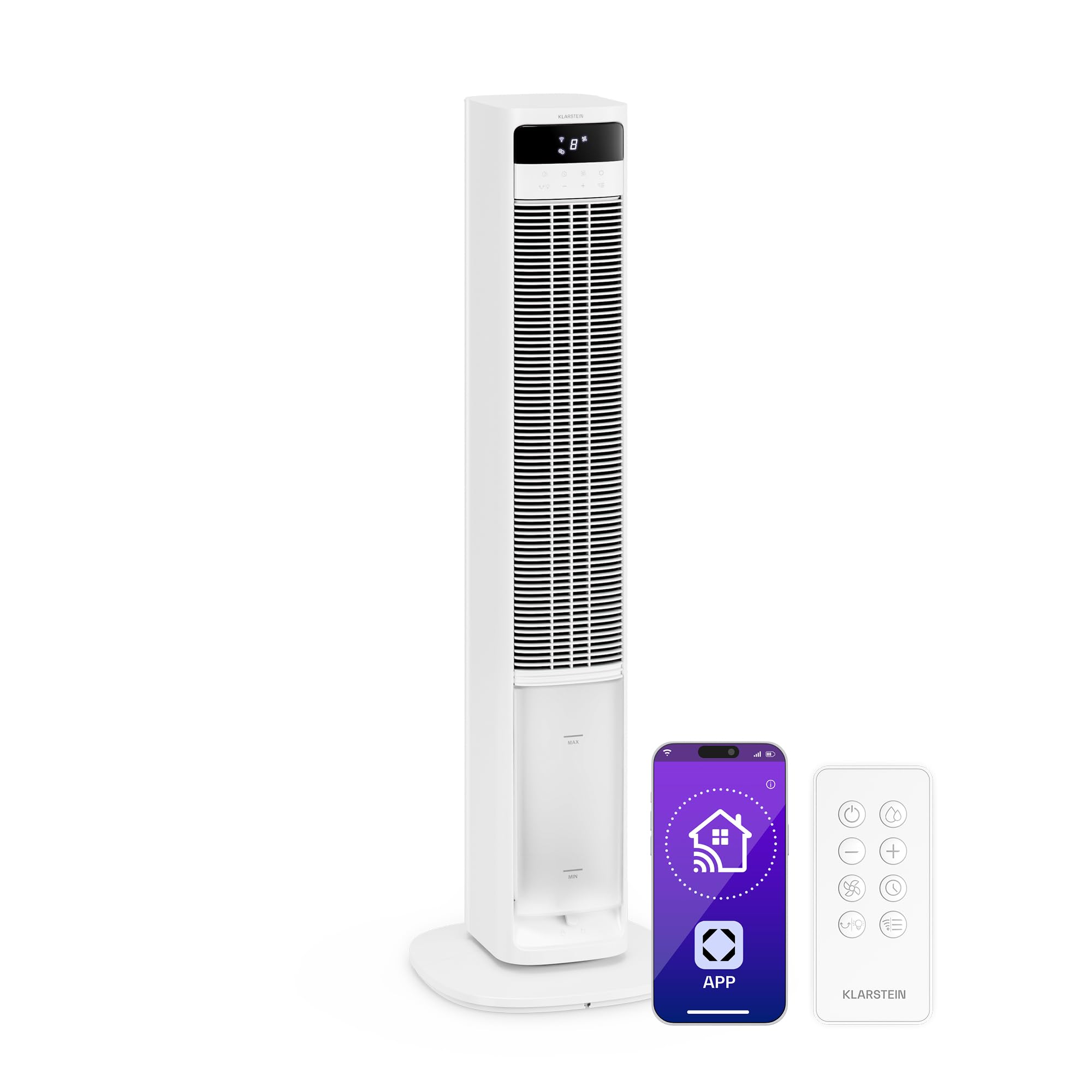 KLARSTEIN Raffrescatore Evaporativo, 4L Serbatoio, 365 m³/h, Smart App & Alexa, Timer 9h, Raffrescatore Portatile per Casa & Camera da Letto, White