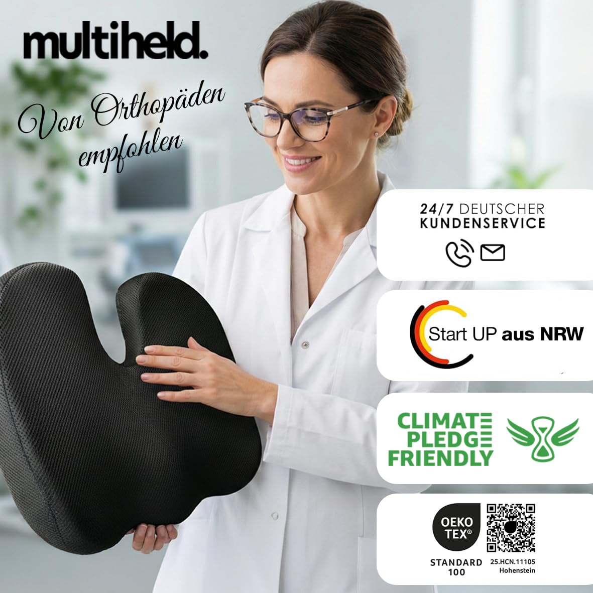 Cojín ortopédico para coxis en 3 grados de dureza, con forma ergonómica de espuma viscoelástica para aliviar la presión al sentarse durante mucho tiempo, adecuado para silla de oficina, coche, oficina