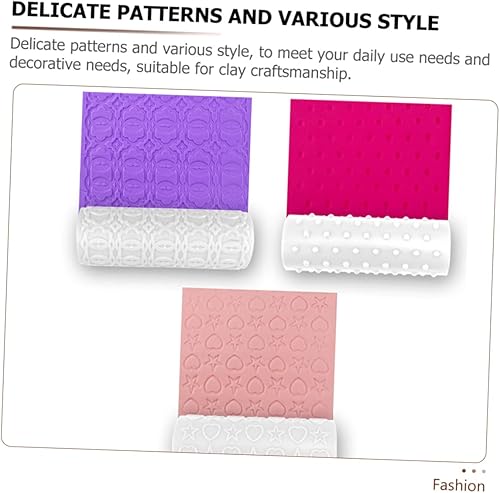 Miniatura 7 de EXCEART 9 piezas de arcilla con textura de arcilla para joyería, aretes, rodillo de textura de arcilla para bricolaje, rodillo de arcilla