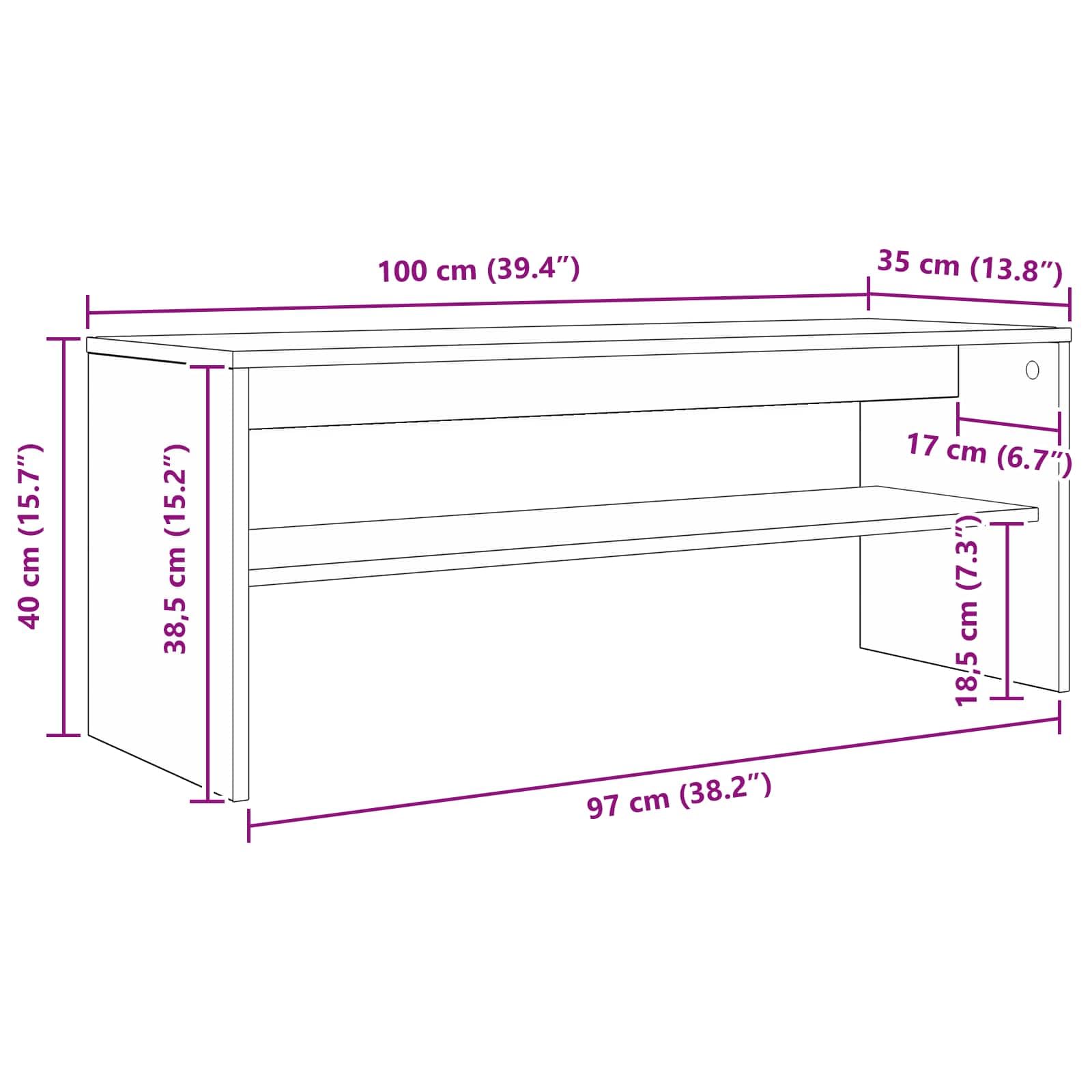 Hothingwell TV-Möbel Eiche Sonoma 100 x 35 x 40 cm Holz Ingenierie | Integrierte Regale, modernes Design, Reinigung mit feuchtem Tuch, für Wohnzimmer