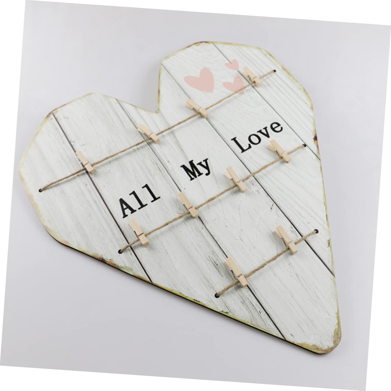 Alipis Cuore in Legno Portafoto da Parete, Stile Rustico Beige, per Matrimonio e Anniversario, Decorazione per Foto e Casa