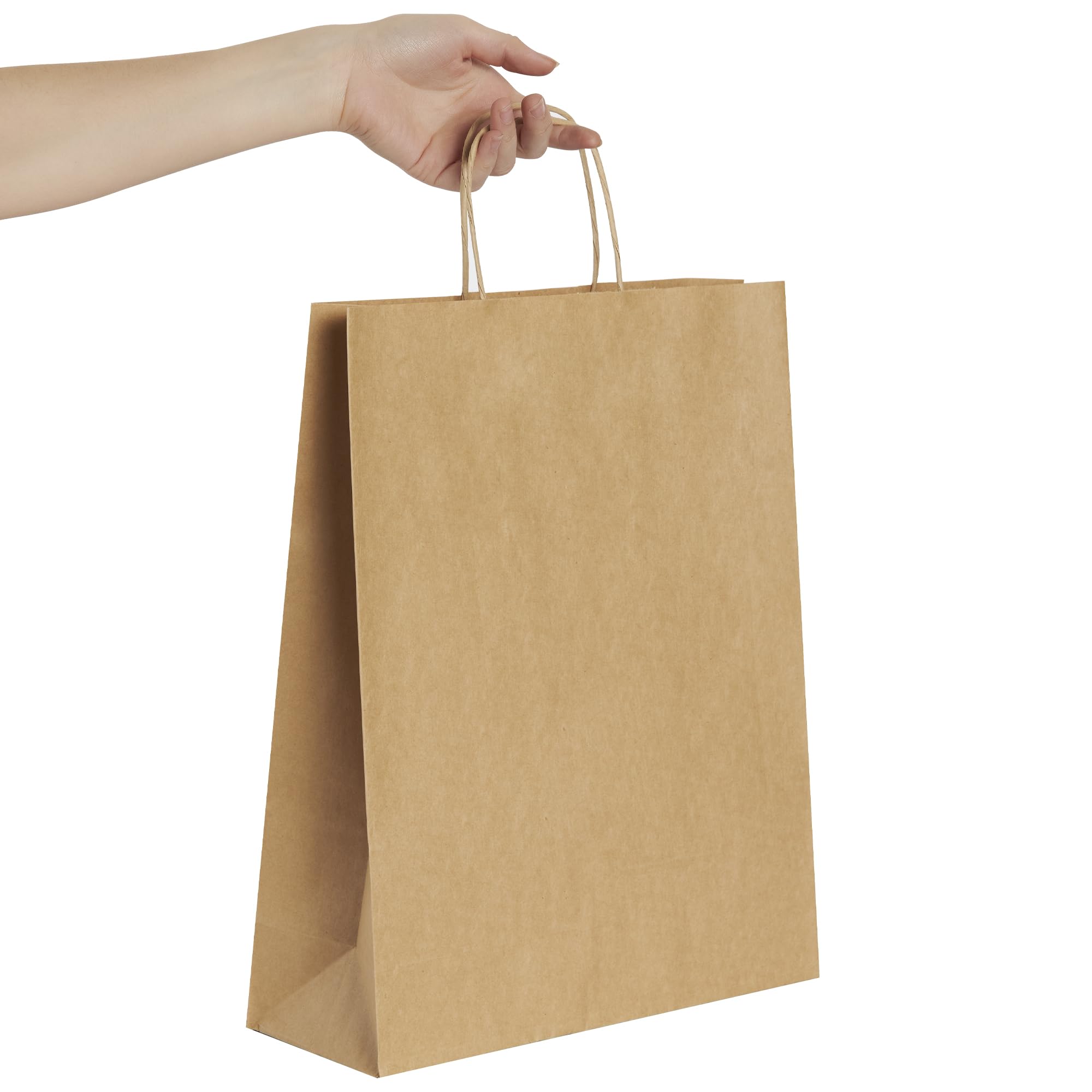 MAMAPAS 40 Sacchetti di carta manico riccio, sacchetto kraft, sacchetti di carta con manici, sacchetti regalo, sacchetti di nozze, sacchetti bianchi (32+12x42 kraft)