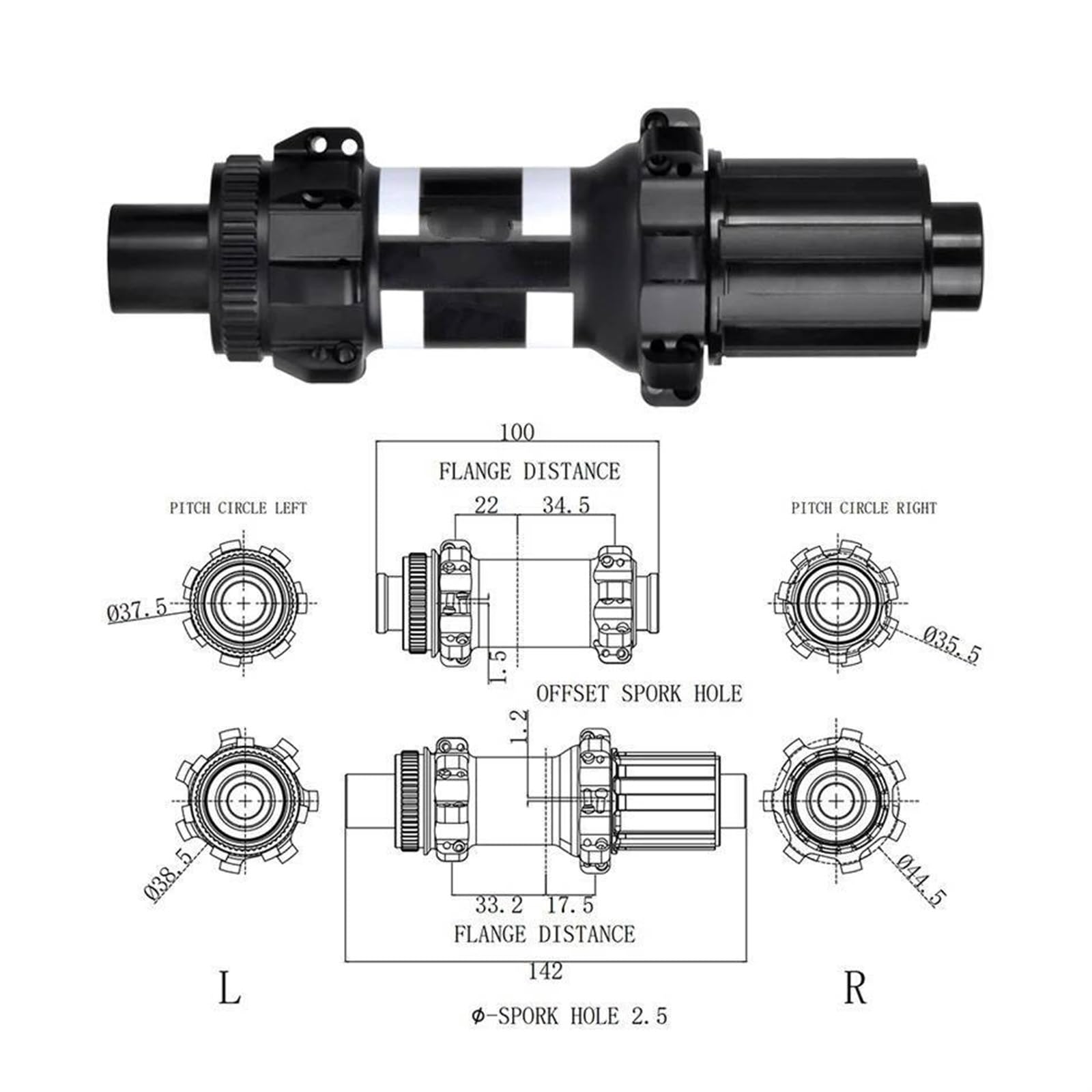 Piasta rowerowa M370 28 otworów, blokada środkowa, proste szprychy, łożysko uszczelnione, grzechotka 36T, HG XD MS, typ piasty, standardowa, Boost