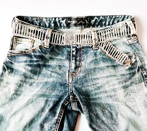 Belt Silver Plate Steel Strip Thai Costume Thailand Tradition Chain Vintage Dress Square Buckle Length 42 Inches Width 4 Centimeter 1 Piece3