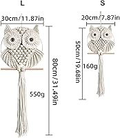 Vista 2 de Achart Colgante de Pared de Macramé de Búho - Tapiz Bohemio Tejido a Mano - Decoración de Pared de Macramé - Decoración de Búho para Dormitorio