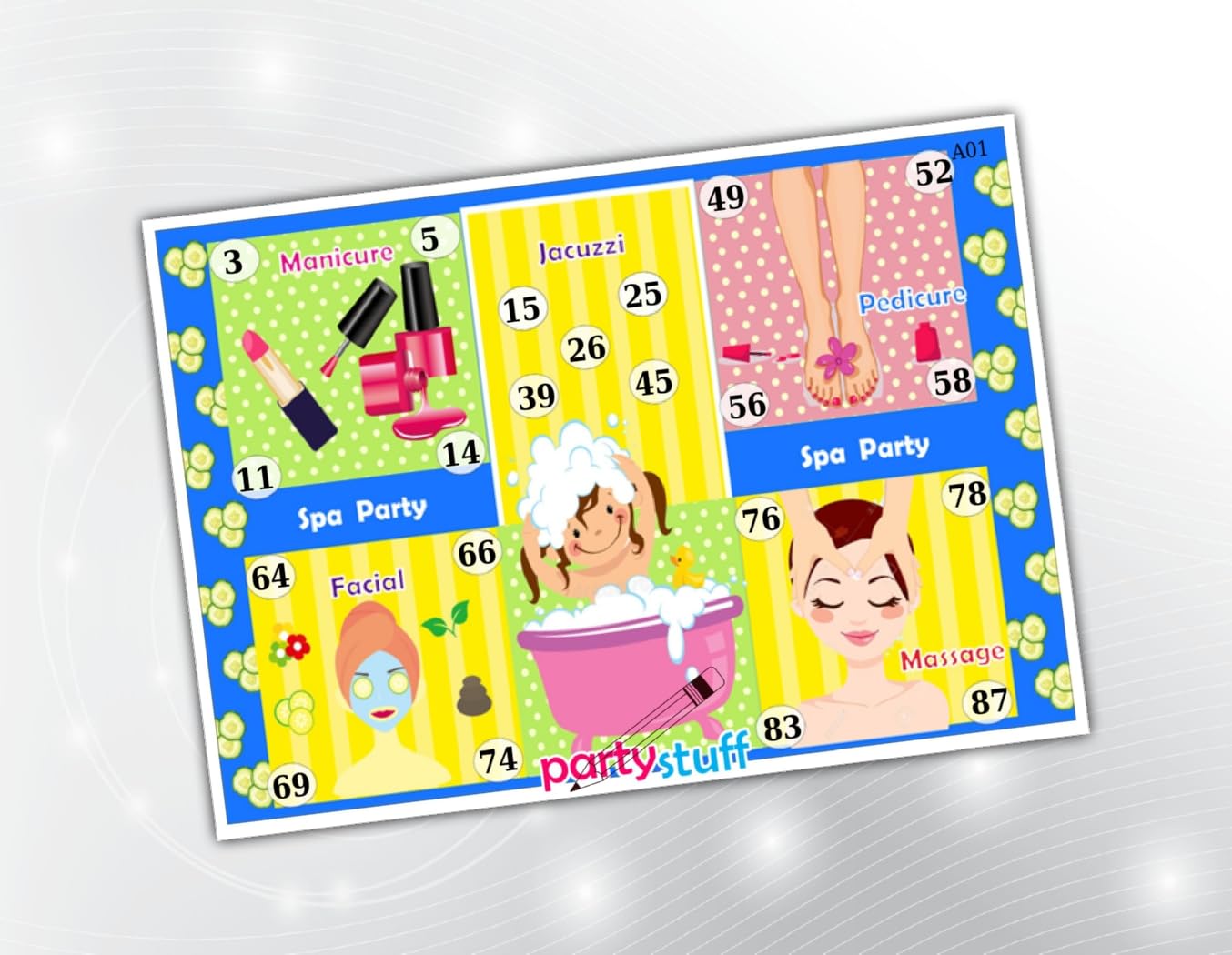 PartyStuff Spa Theme Tambola Housie Tickets - Spa kukuba 10 - Designer Kukuba (24 Cards)