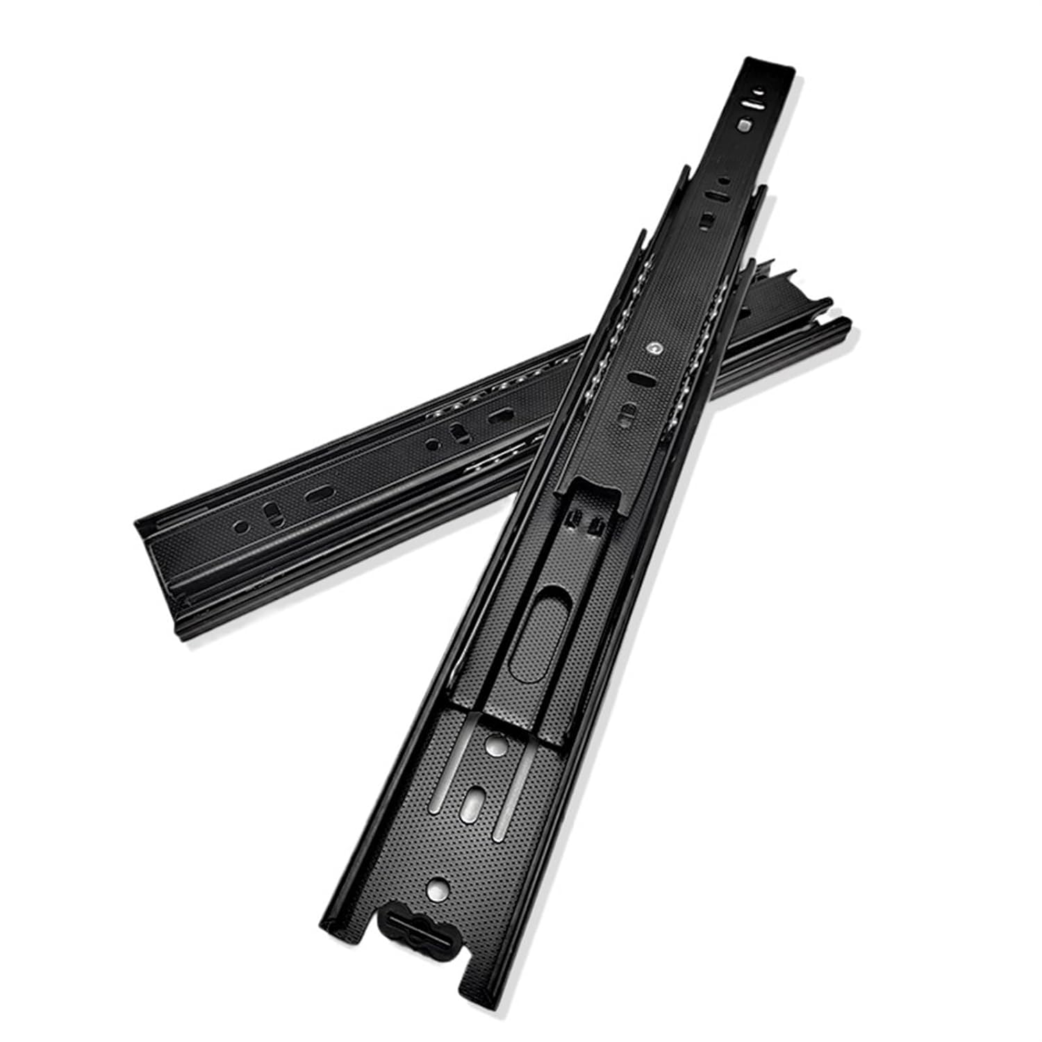 Full Extension Drawer Slides Side Mount 10-24 Inch Ball Bearing Metal Black Rails Track Guide Glides Drawer Runners Rail(Routine 10inch25cm)