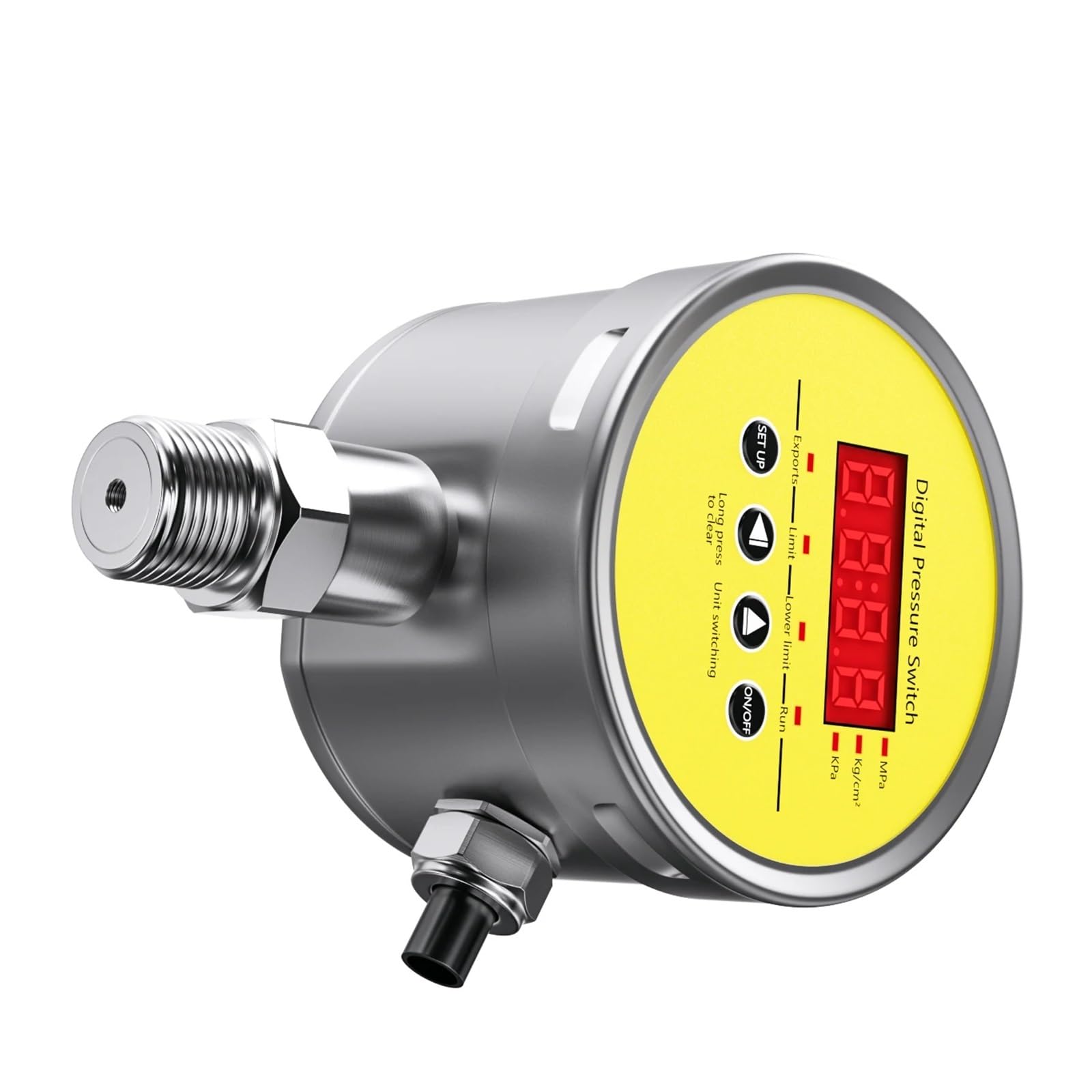 QD-Y100 pojedynczy przekaźnik wyjściowy SS304 manometr cyfrowy manometr ciśnieniomierz kontroler ciśnienia wody przełącznik (DC24V, 0-25 Mpa M20-1,5)