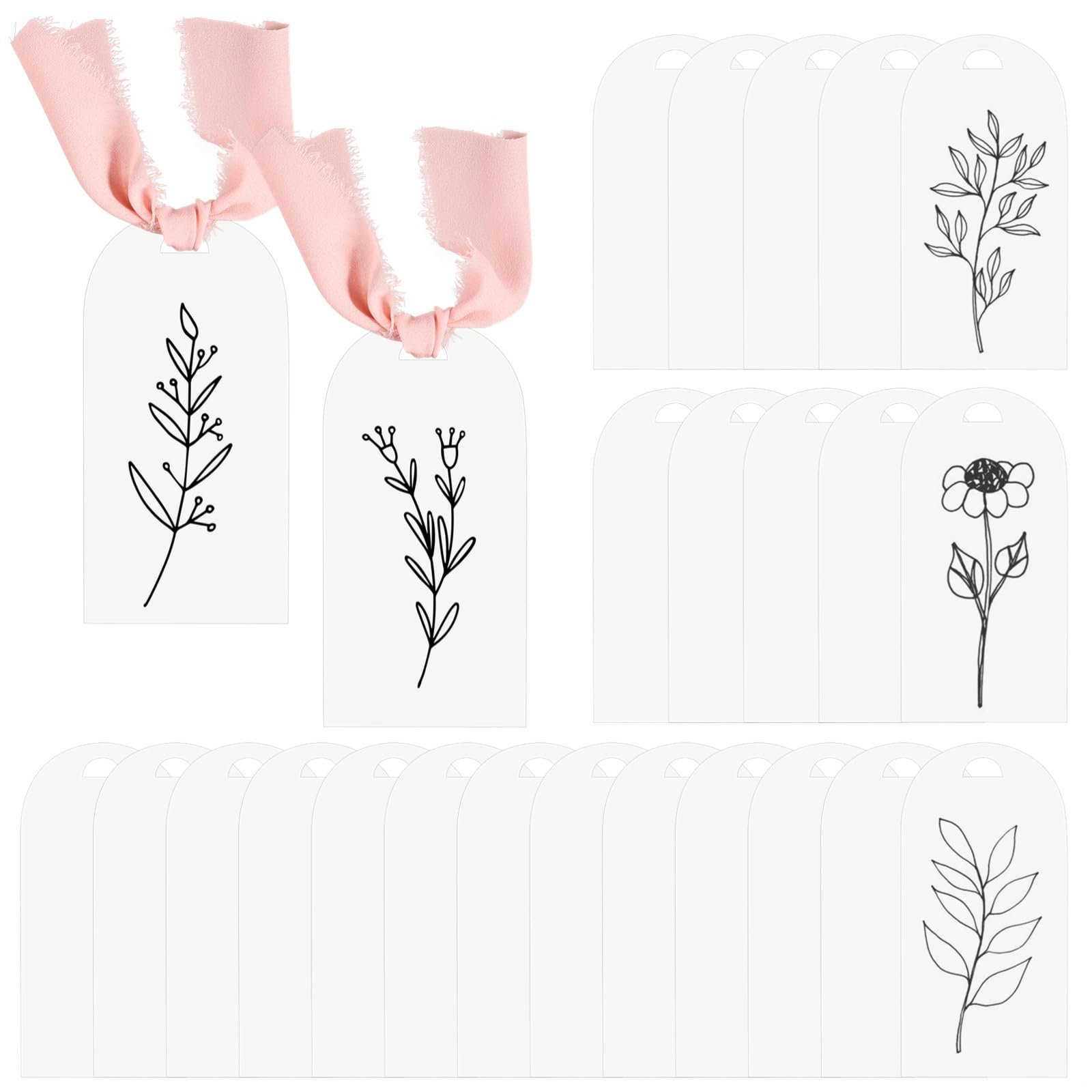 Lot de 50 cartes vierges en acrylique pour arche de mariage avec rubans, étiquettes transparentes pour décoration de table et événements