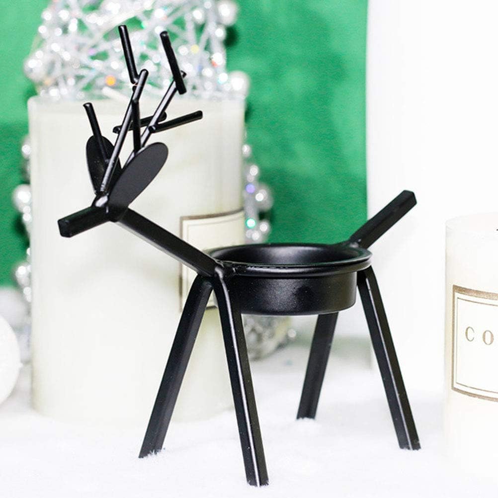 6 Pack Candelabra Candle Holder, Standing Christmas Decorations for Kitchen, Thanksgiving Decorations for Home, Floor Candle Holders, Reindeer Tealight Holders, Christmas Candle Holder (Black)