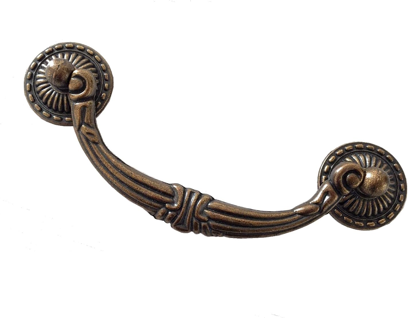 4.5" C-C Bail Drawer Pull Drop Dresser Handle Swing Pendant Cabinet Pull Knob Hardware Vintage Style Antique Gold Brass 4 1/2" Centers (Holes: 4.5" (114 mm))