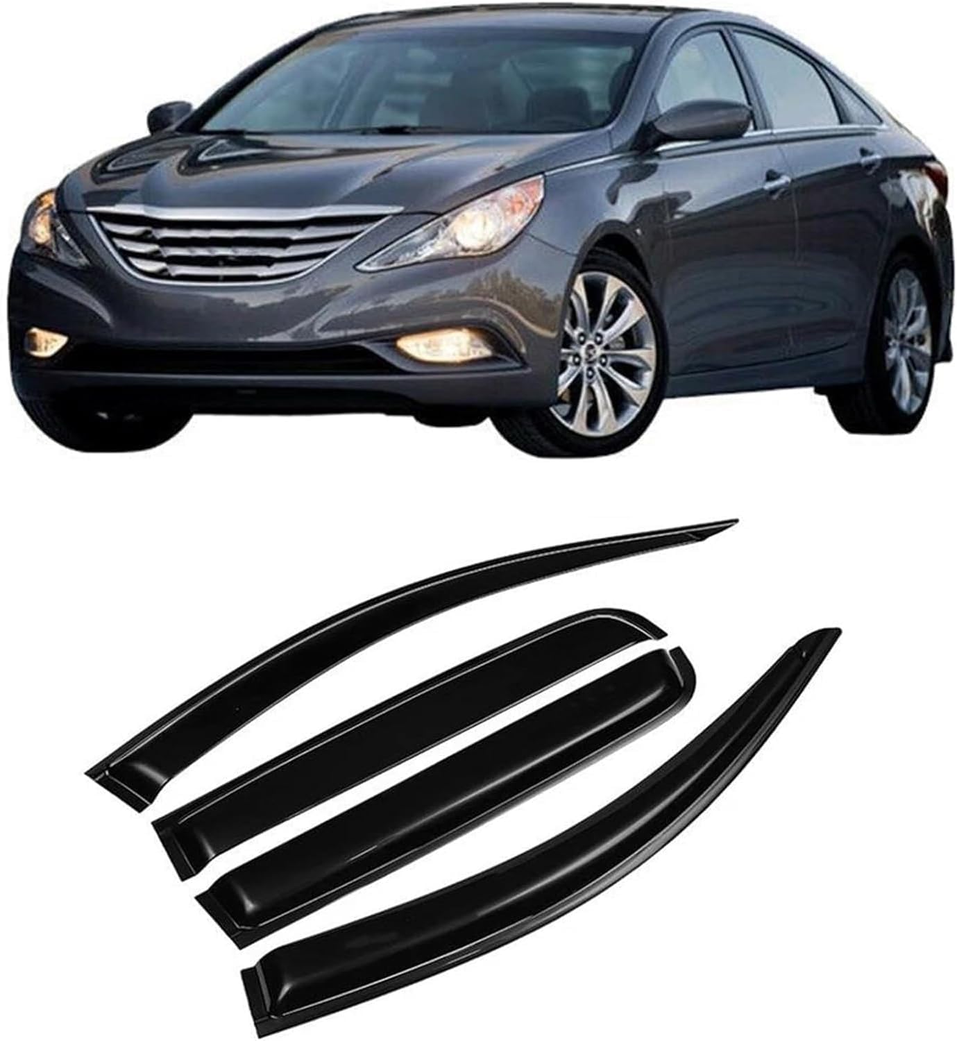 PANXUC Car Wind Deflectors for Hyundai Sonata 2011-2014, Side Window Wind Rain Deflector Window Visor Sun Rain Guard Smoke Guards