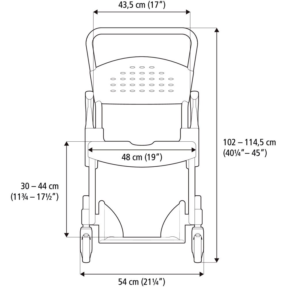 Silla de ruedas Etac - Silla de ducha y inodoro con ruedas, altura del asiento 49 cm, color blanco