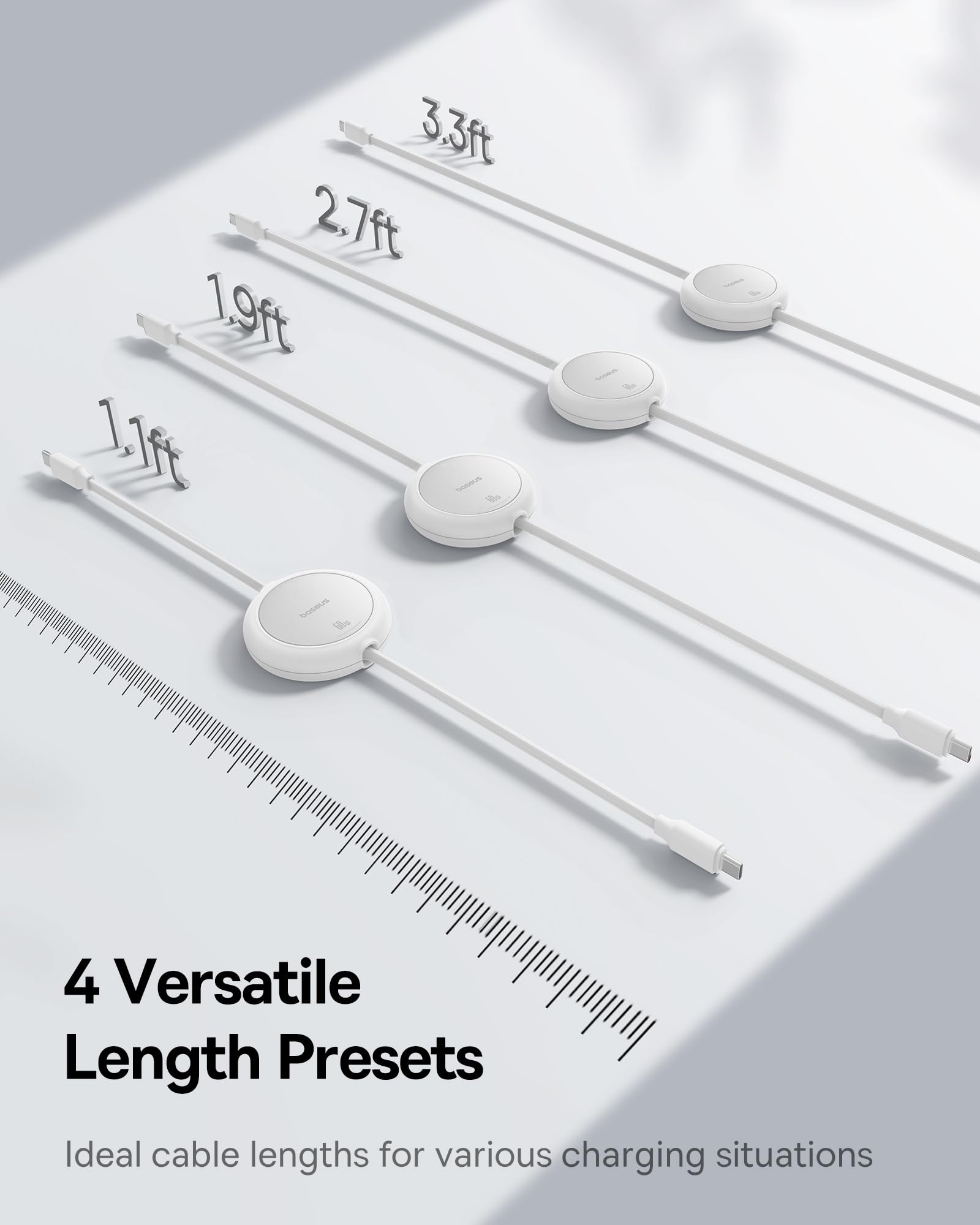 Baseus Cavo USB C 60W PD 5A QC 4.0 Mini Retrattile Ricarica Rapida C a C 4 Livelli Preimpostati Per iPhone 15, Samsung iPad, Facile da Conservare, Portatile