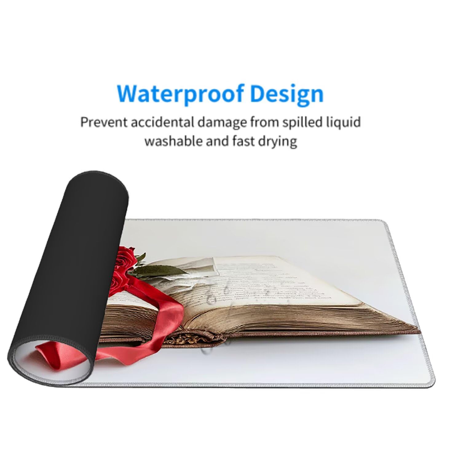 Biała podkładka pod mysz pod mysz pod mysz do gier XXL 1400 x 600 x 3 mm podkładka pod mysz gumowa kwiat duża podkładka pod rękę dla graczy akcesoria wodoodporne PC, do klawiatury laptopa w-10716