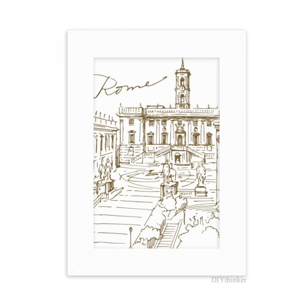 Cadre photo de bureau Fontana di Trevi en peinture d'art blanc 5x7 pouces