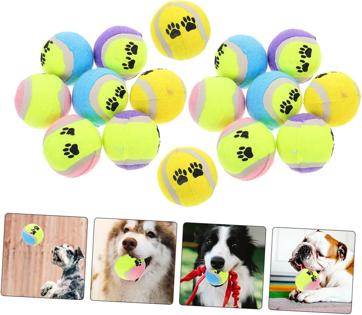 YARNOW 16pcs Dog Plush Tennis Balls Set for Chewing and Fetching, 7cm Diameter Soft Puppy Balls for Outdoor Activity and Training, Suitable for Small to Medium Dogs Random Color