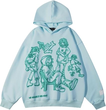 Aelfric Eden Mens Graphic Oversized Hoodie Cartoon Character Print Streetwear Casual hoodies y2k Hooded Sweatshirt