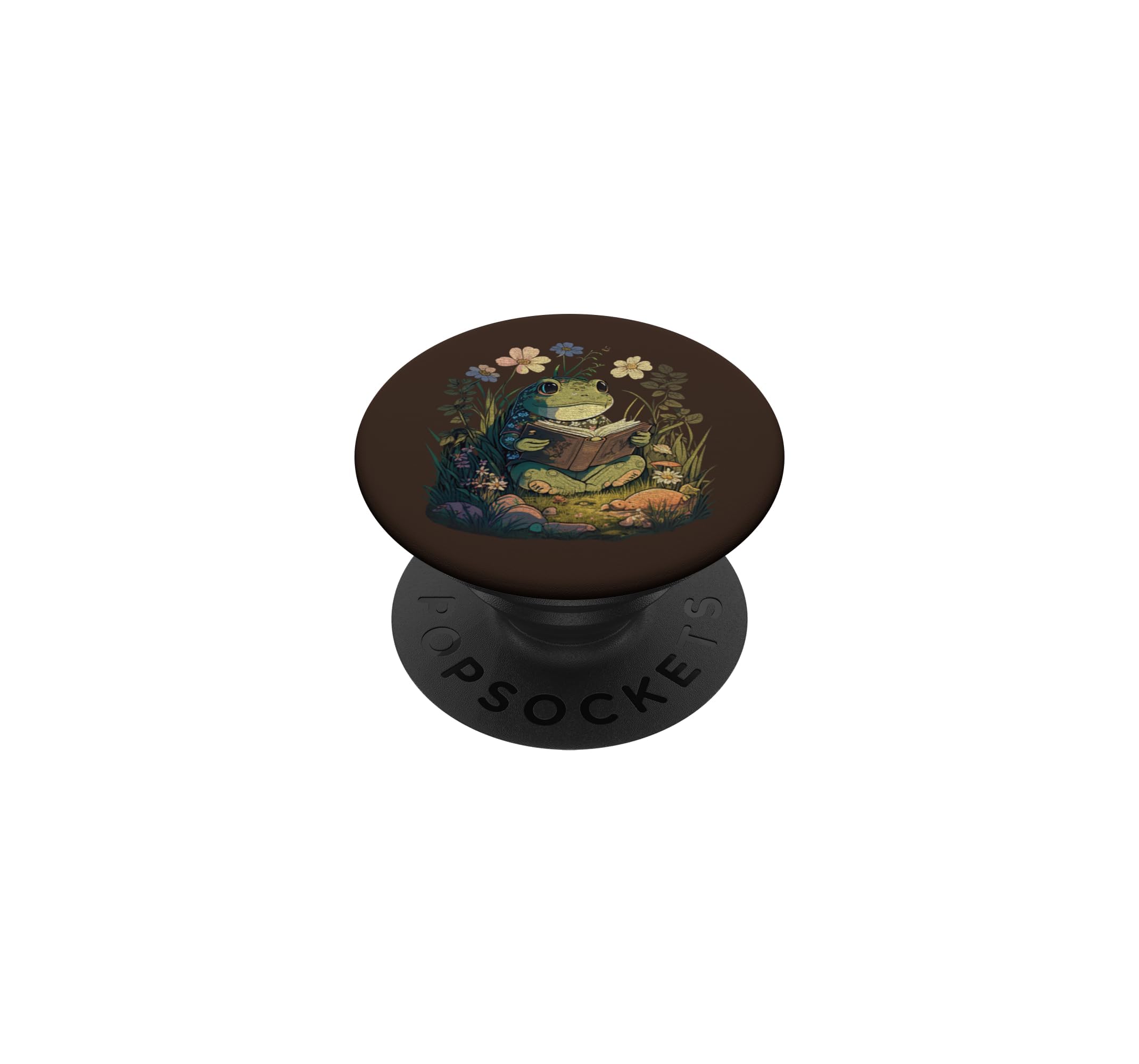 Cute Cottagecore Aesthetic Frog Book Reading Lover Librarian PopSockets Adhesive PopGrip