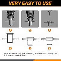 Vista 6 de 100 tuercas de remache M5 de acero al carbono negro chapado en zinc tuercas de remache moleteadas cabeza plana remaches roscados tuercas de inserción