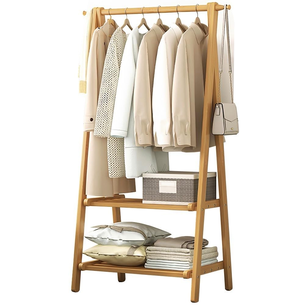 Kleiderstnder Bambus klappbar Garderobenstnder Mit Schuhablage  Kleiderstange Haken Fr Schlafzimmer kleiderstand Bambus Flur Wohnzimmer  Mehrzweck (66cm, 86cm, 116cm) : Amazon.de: Kche, Haushalt & Wohnen