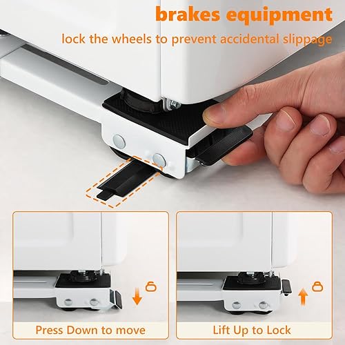 Miniatura 4 de LUCKUP Rodillos de electrodomésticos resistentes, soporte extensible para lavadora, rodillos para muebles, base de nevera móvil, deslizadores de