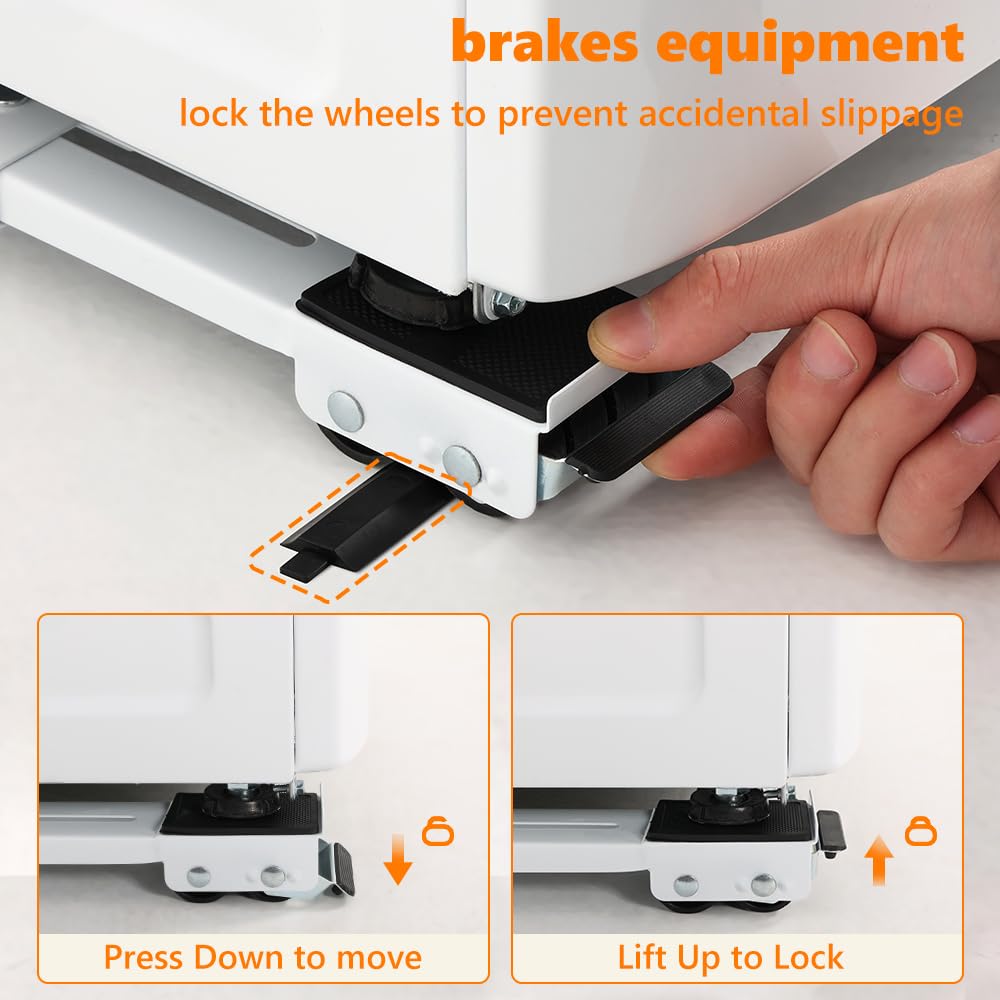 Heavy Duty Appliance Rollers W/Crowbar, Extendable Washing Machine Stand Furniture Rollers Mobile Fridge Base Furniture Sliders for Refrigerators Washer and Dryer Support 660... - Image 5