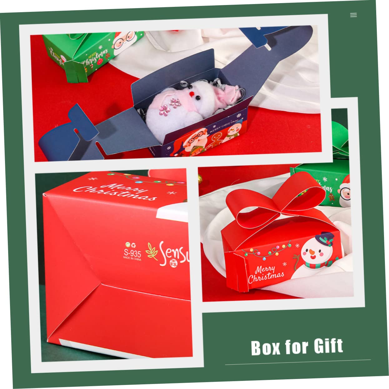 Mobestech 3 Set Di Scatole Per Dolcetti Di Natale Forniture Natalizie Scatole Di Cartone Per Caramelle Festive Per Decorazioni Per Feste 12 Pezzi * 3