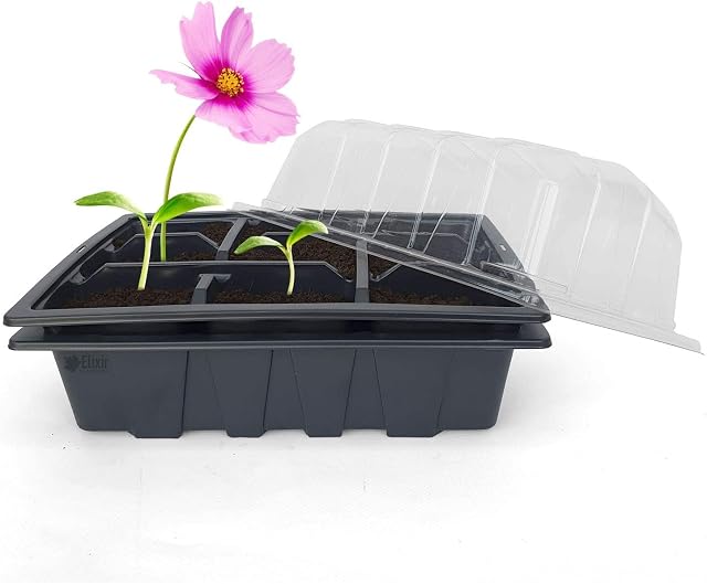 Elixir Gardens Half Size Seed Trays Greenhouse Windowsill Propagator | Optional Lids | Cell Packs 4,6,9,12,20 | 9 Cell + Half Size Tray + Half Size Lid x50