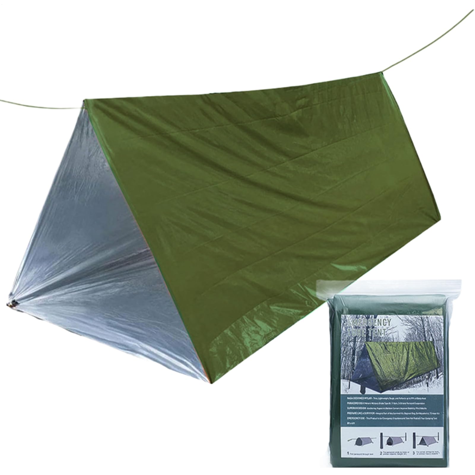 Kit per tenda da campeggio, leggero, antivento, impermeabile, salvavita, sacco a pelo, coperta termica per escursionismo