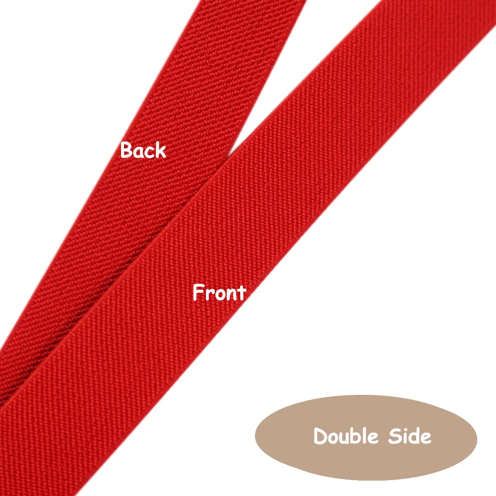 JESEP JSPEC001 - Banda elástica de punto de 1 pulgada y 10 yardas, color rojo, de doble cara, tejido de sarga elástica, carrete elástico pesado para coser pantalones, cintura, pelucas, faldas
