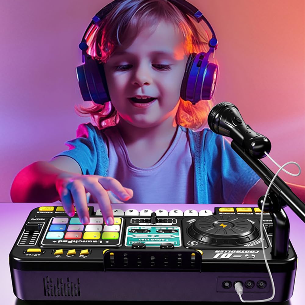 Il mixer DJ per bambini e il lettore di dischi possono essere collegati al microfono Bluetooth