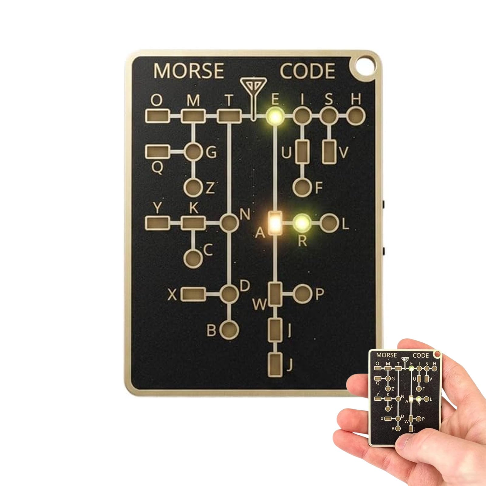 Morse Code Trainer Card Pro, Interactive Morse Code Learning Device, Real Time Decoding LED Signal Sound Modes, Portable Telegraph Practice Kit, Record Playback Gadget for Adults Beginners (1pcs)