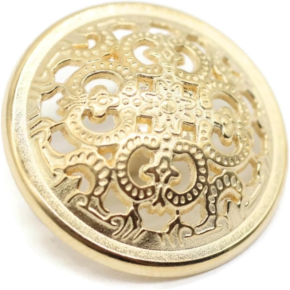 Baroque Gold Metal Shank Buttons - 12 Pcs - 3 Size Options - Luxury Baroque Round Wave Metal Shank Buttons for Men Women Blazer Coat Uniform Shirt Suit and Jacket Sewing Craft DIY BR4232… image 4
