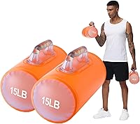 Vista 8 de Water Dumbbells,Water Filled Training Dumbbells, Travel Weights Set, Adjustable Weights to 40Lbs,30Lbs,20Lbs,10Lbs,4Lbs Dumbbell Pair,Each Naranja