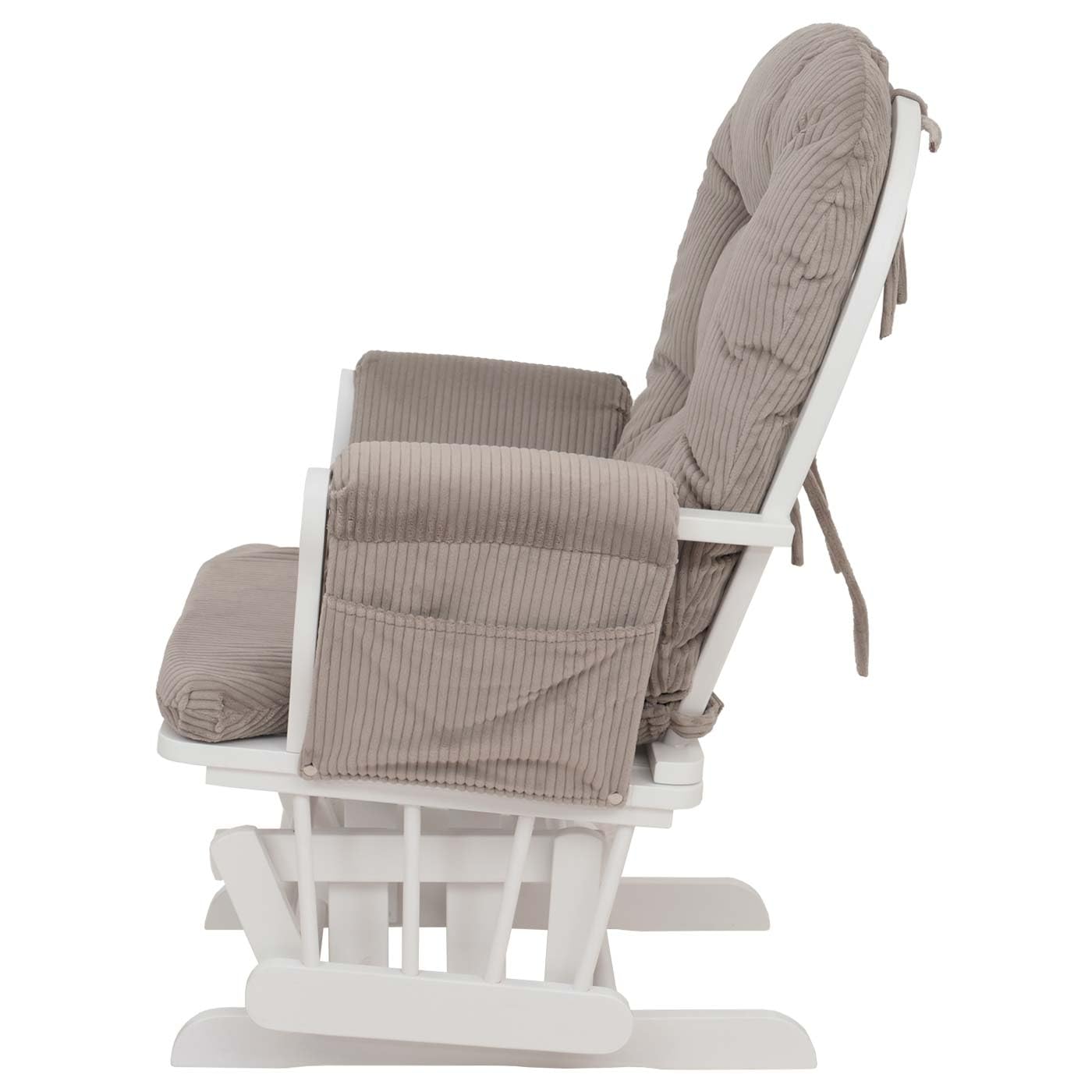 Mendler Relaxsessel HWC-C76, Schaukelstuhl Sessel Schwingstuhl mit Hocker Stoff Cord 320g/m² Öko-Tex - hellgrau Gestell weiß