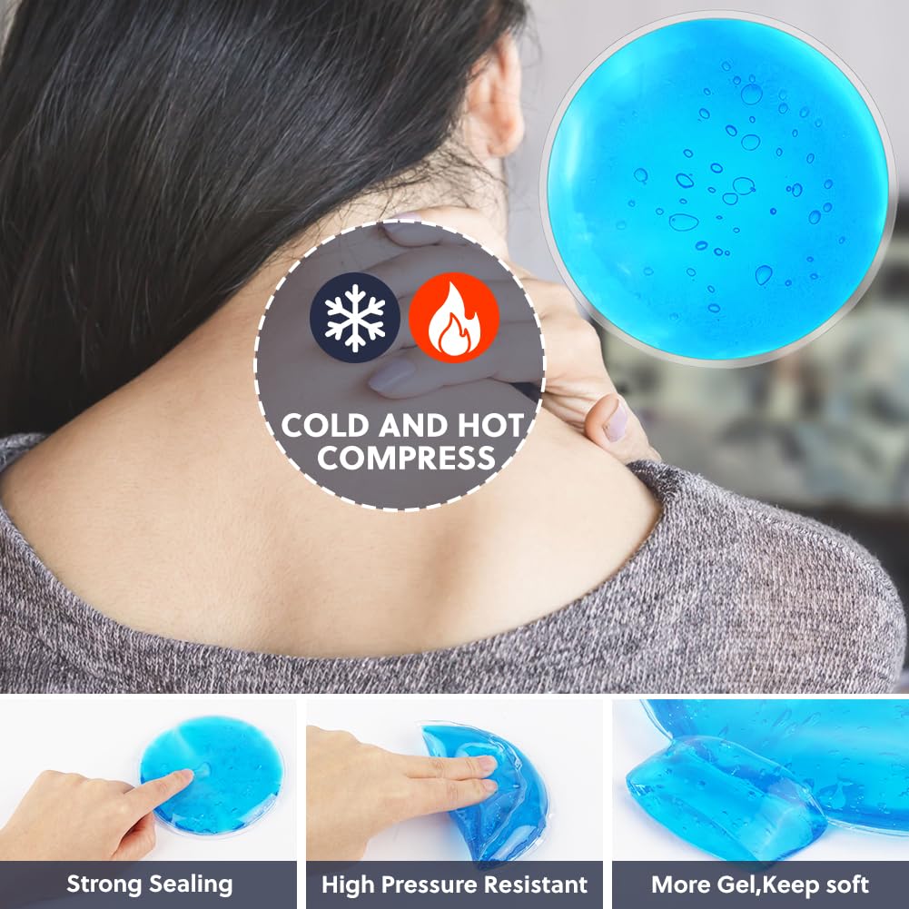 AOOWU 6 PCS Bolsa de Hielo en Gel Reutilizable, Bolsa de Hielo, Bolsas de Gel Frío y Calor para Lesiones, Terapia Caliente y Fría y Alivio Del Dolor, Hinchazón, Muelas Del Juicio (Redondo, 10.8 cm)