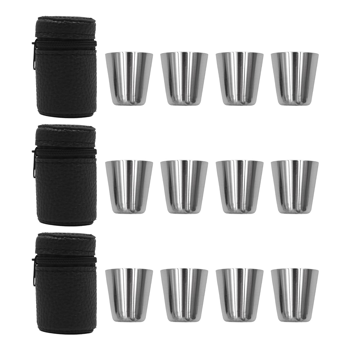 12 PCS Bicchieri Portatili in Metallo Bicchieri da Campeggio in Acciaio Inossidabile Bicchierino con Copribicchieri per Campeggio Picnic Escursionismo - 30ml