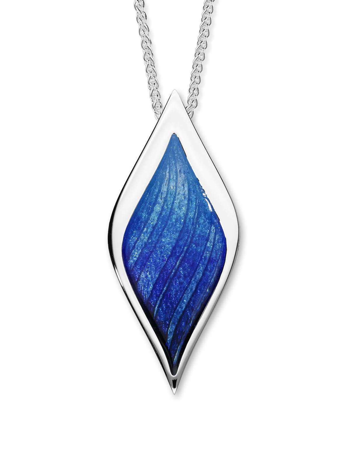 ORTAK 925 Sterling Silver Handmade Pendant Necklace | Hot Glass Hand Enamel In Oasis Colourways | Firefly Wing Design | Fine Jewellery | Made In Scotland