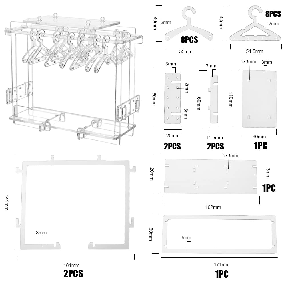 SUPERFINDINGS Earring Holder Rack Acrylic Earrings Display Earring Organizer Stand Transparent Jewelry Display Stand with 8pcs Coat Hangers for Women Girls - Image 2