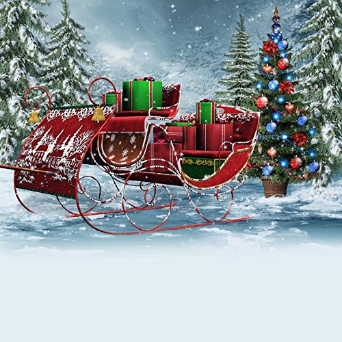 Fotohintergrund Weihnachten 2,4x3m – Schneefall, Geschenke, Weihnachtsmann Motiv Für Studio, Portrait & Video