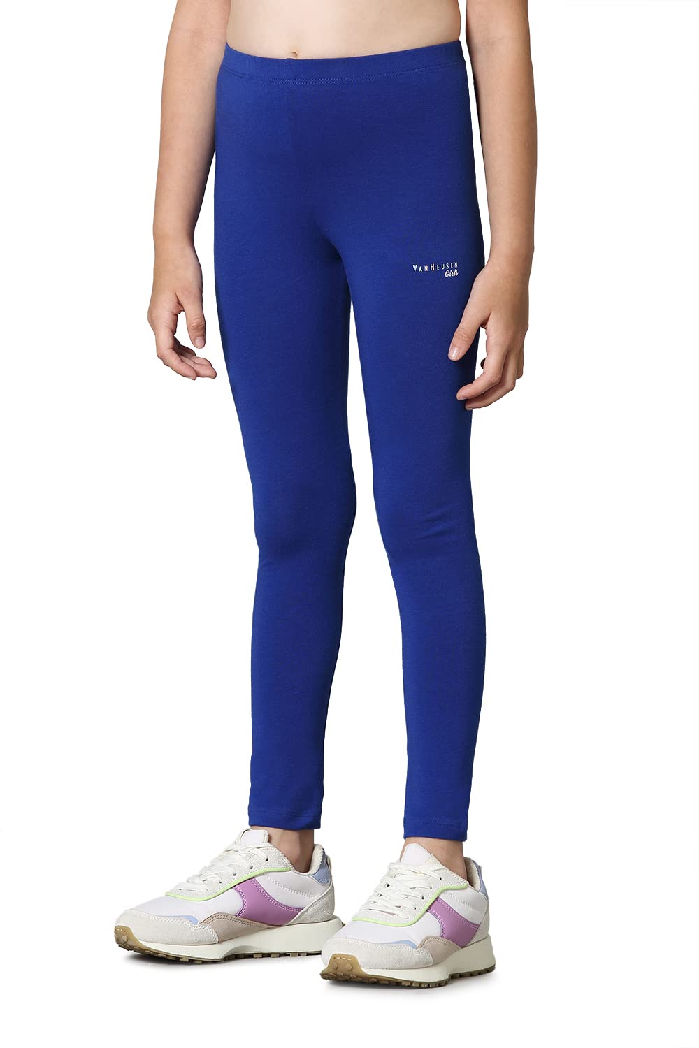 Van Heusen Girls Mid Rise Leggings - Power Plus Cotton Spandex - Power Plus, Super Soft, Stretchable_56301_Sodalite Blue_7-8 Years - Image 3 thumbnail