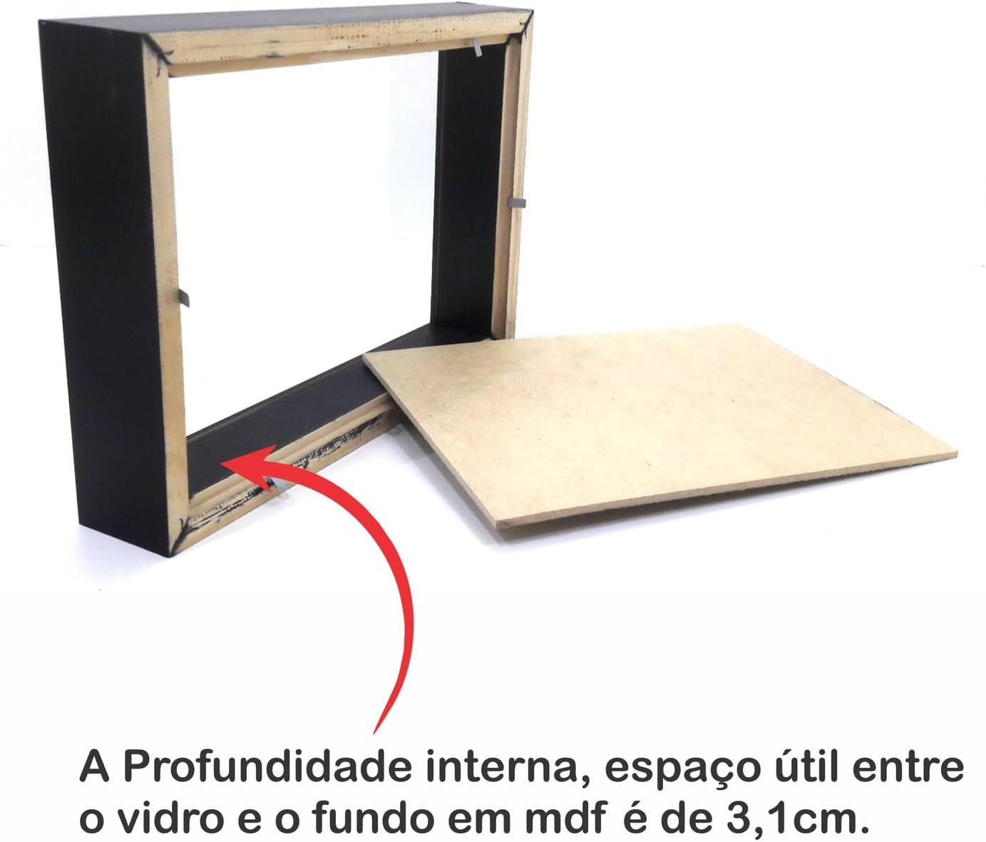 Moldura Caixa Alta com Vidro para Quadros Quilling e Scrapbook