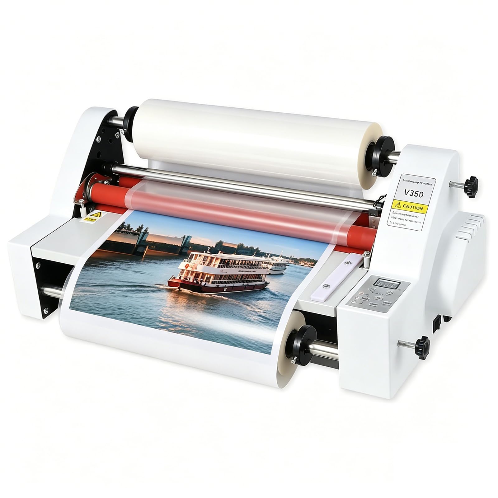 XNZJHPP Professional Hot & Cold Roll Laminator Machine, Digital Thermal Laminating for Photos, Adjustable Tension, Digital Display, Ideals for Paper, Cardboard, PVC & Wood V480 (V350)