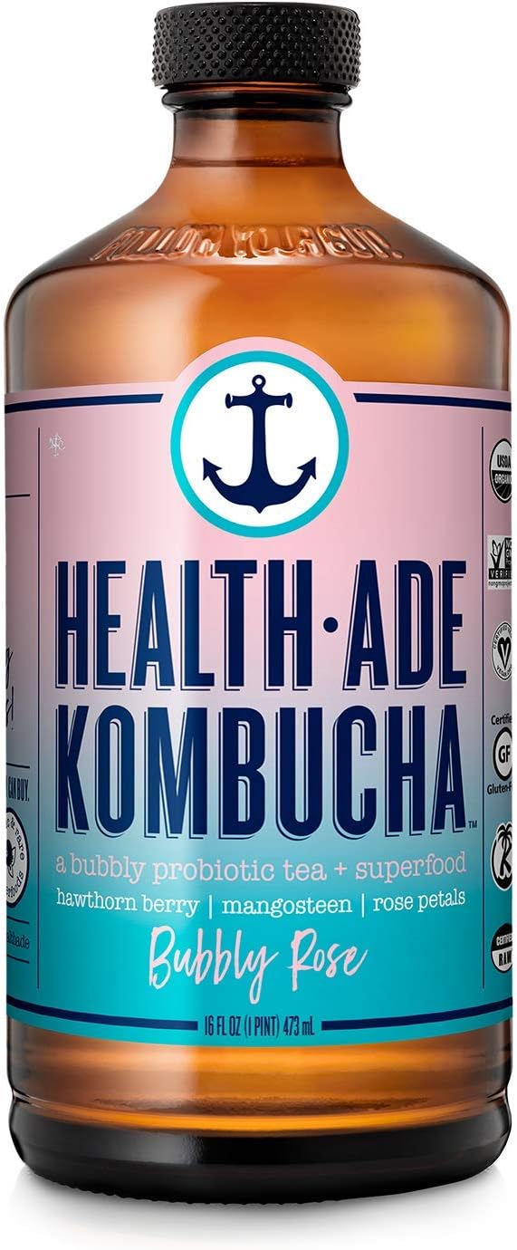 Health-Ade Kombucha, Organic Bubbly Rose, a Bubbly Probiotic Tea 16oz (12-pack)