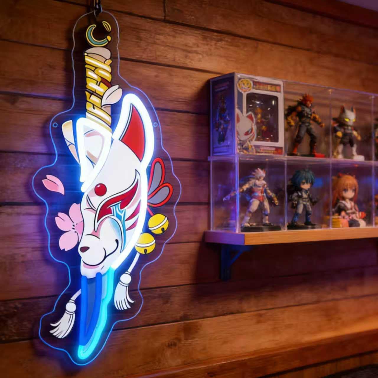 Fox Face Neon Sign, Japanese Led Neon Light Signs for Wall Decor Light up Sign for Bedroom Game Room Party Decoration Birthday Gift for Girl Christmas Dimmable USB Powered(16.5"*7.4")