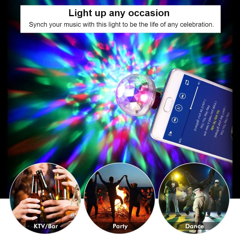 Mini USB Disco Light - Plug with Lightning Adapter